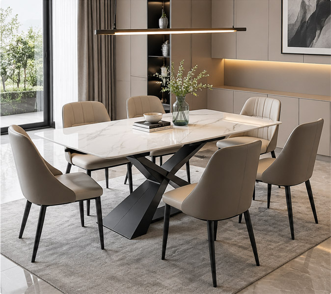 Bàn ăn mặt đá Ceramic 6 ghế